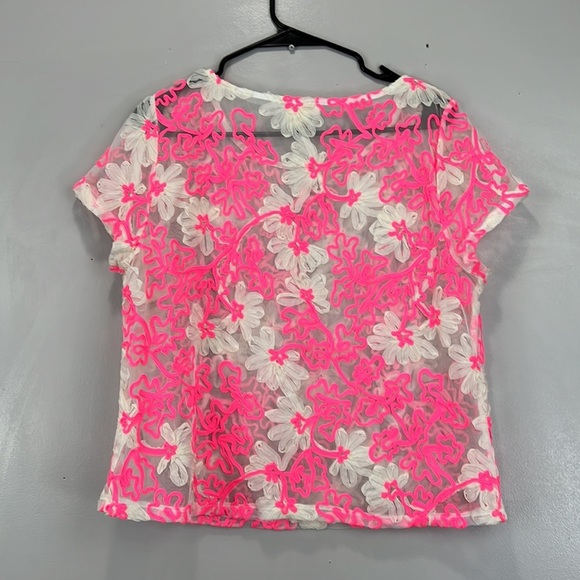 Anthro - Meadow Rue - Mesh Lace Embossed Floral tee - Picture 6 of 12